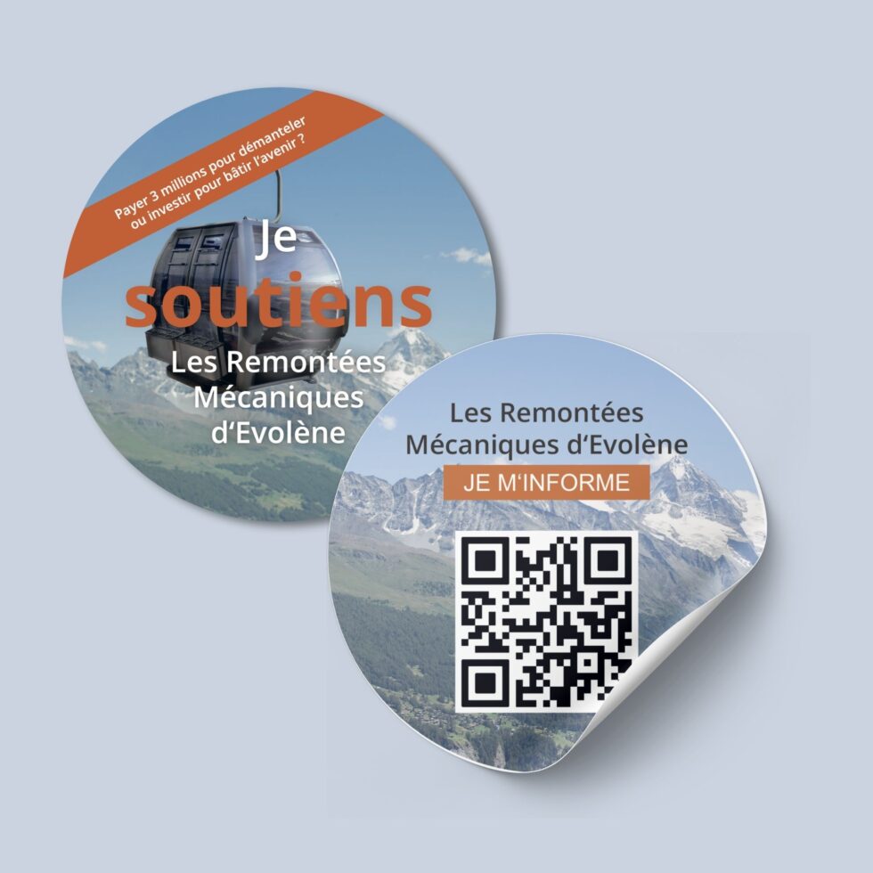 Autocollants ronds « Je soutiens les remontées mécaniques d’Evolène »