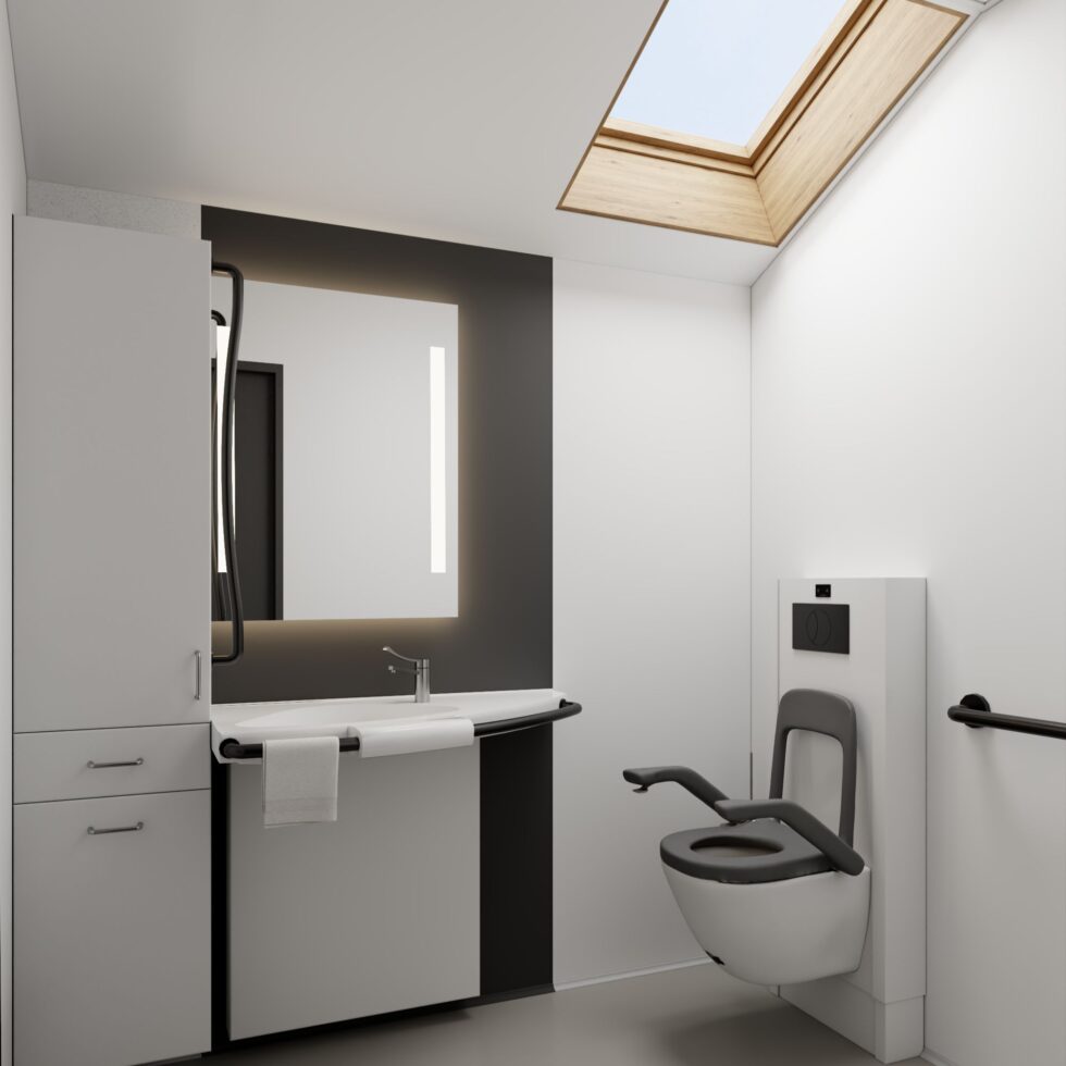Visuel 3D d’une salle de bain adaptée